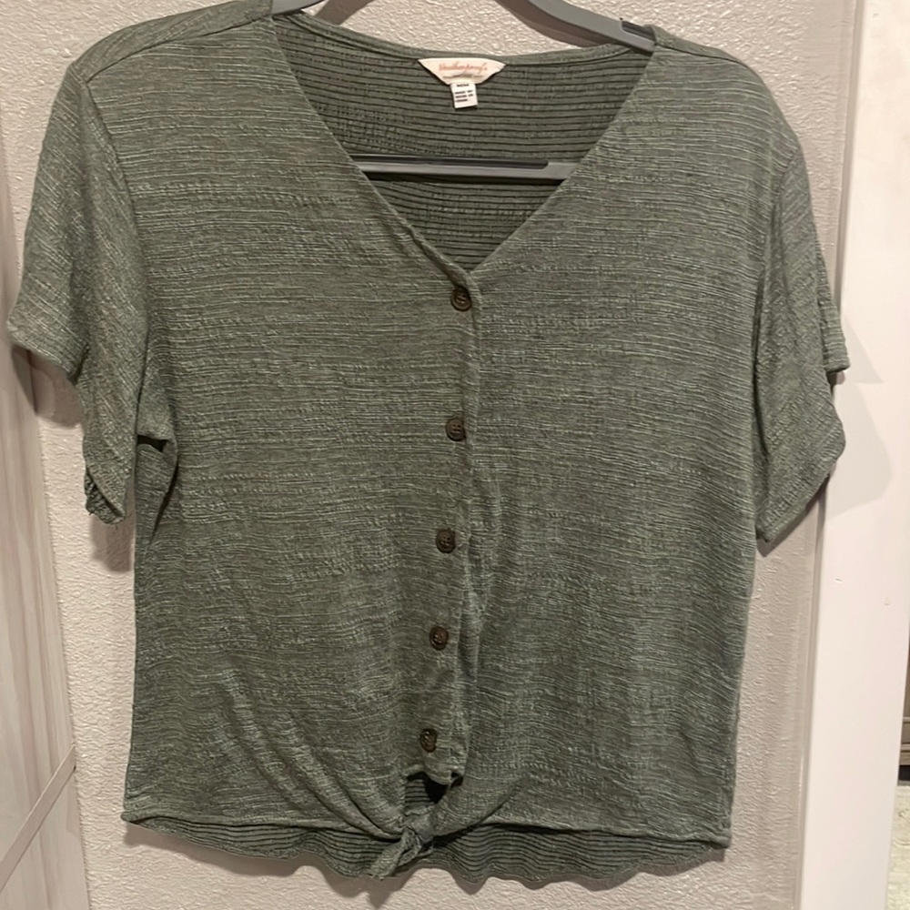 Tie up army green shirt